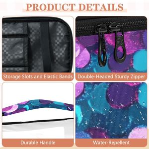 Fashion Cosmetic <b>Case</b> with Paillette Pattern Zipper Closure Soft Handle Medium Capacity Polyester Double Layer <b>Makeup</b> Bag - Product Image 4