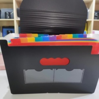 EP 086 Classeur extensible noir imperméable en plastique PP à 24 pochettes format Lettre pour documents