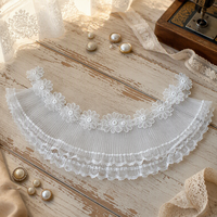 Accessoires vestimentaires avec logo du fabricant, dentelle en tissu maillé, double dentelle plissée, dentelle blanche plissée pour robe