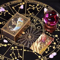Ensemble complet de cartes de tarot en feuille d'or avec nappe, cartes de tarot en feuille d'or imperméables, jeu de table imprimé en couleur, plusieurs styles
