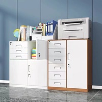 Armoire à dossiers en acier et bois avec serrure à clé, design moderne, étanche, 5 tiroirs pour les bureaux à domicile, les hôtels ou les ateliers