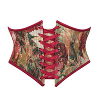 Corsé Renacentista con Estampado de Tapicería, Cincher de Cintura Corta con Soporte de Varillas, Reductor, Transpirable, Tallas Grandes, Sexy