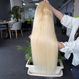 Directo de Fábrica, Peluca de Cabello Humano Rubio 613 de 24 Pulgadas, Lisa, con Frontal de Encaje HD 13x6, Pre-Desplumada, Puede Reestilizarse - Product Image 1