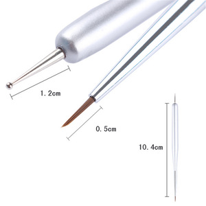 Stylo double tête pour nail art, dessin floral, applicateur de strass, liner, brosse en nylon à pointe fine, outil de manucure à virole sertie - Product Image 3