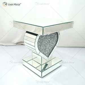 Heart Decor End Table WXF-508-1 Silver <strong>Crushed</strong> <strong>Diamond</strong> Mirrored Bedside Table Home <strong>Furniture</strong> - Product Image 2