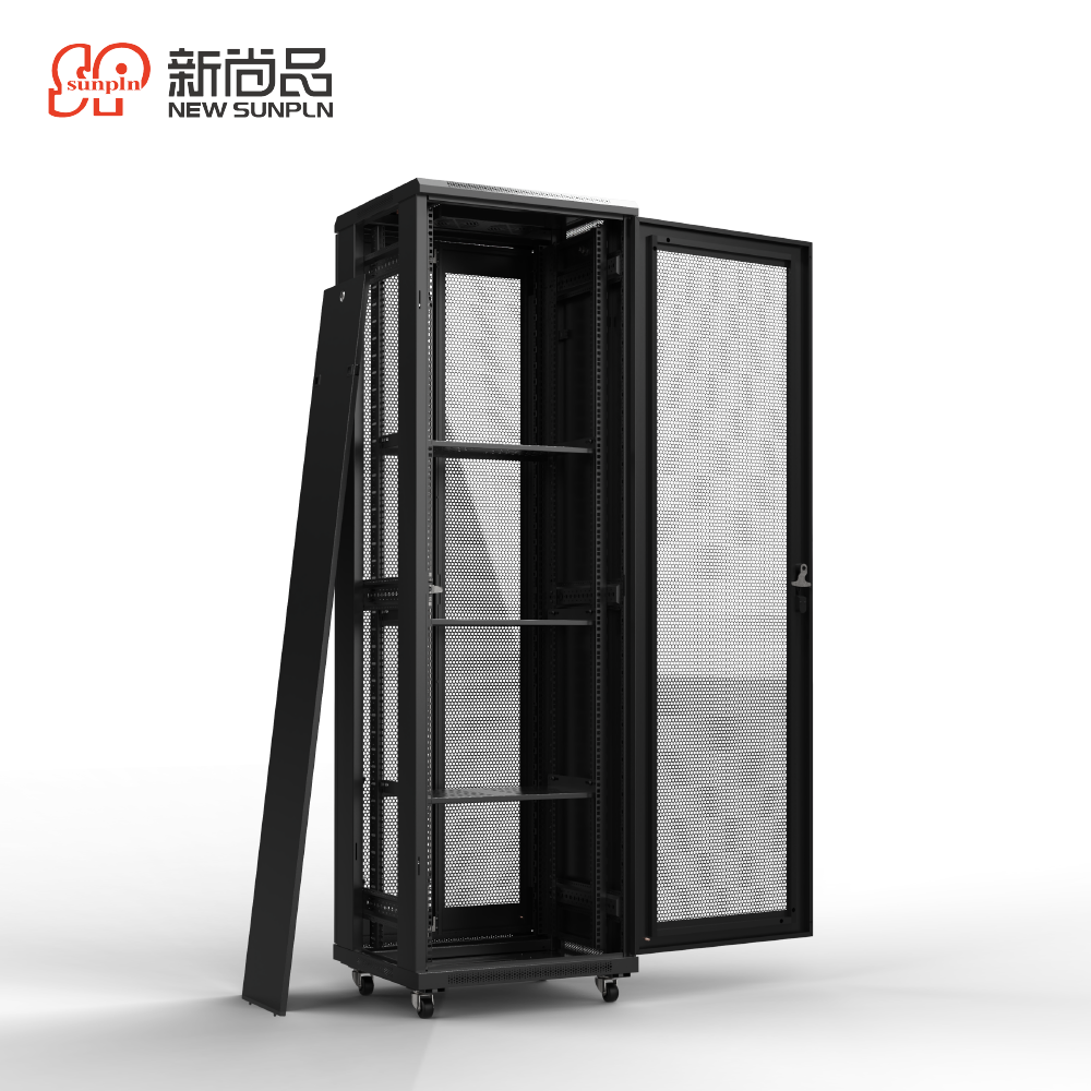 42U Server Rack Cabinet With Secure Locking Door - 4 Post Adjustable 19 Inch Portable Network Equipment Enclosure On Wheels