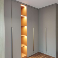 Armoire avec poignées, moderne, en MDF gris, pour chambre principale, style rustique, en noyer naturel, couleur charbon