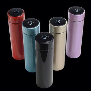 Bouteille d'eau intelligente numérique en acier inoxydable de 16 oz avec affichage de la température LED, alimentée par batterie, pour usage domestique, isolée sous vide, 12-24h - Product Image 1