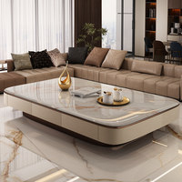 Table basse en marbre, style luxe moderne, avec rangement, pour salon, usage domestique, petits appartements, nouveau modèle 2026, aucun assemblage requis