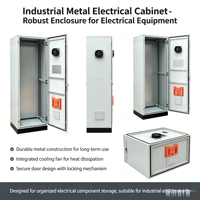 Boîtier de distribution industriel sur pied IP55 avec ventilateur de refroidissement, armoire métallique personnalisée RAL7035 gris clair, poignée verticale avec verrou