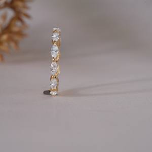 Bague d'anniversaire de mariage élégante et fine, bijoux modernes en or jaune, diamant taille marquise, bague éternité pour femme - Product Image 5