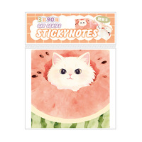 Bloc-notes en pastel doux avec motif de chaton de dessin animé, feuilles d'illustrations de chats carrées détachables, planificateur quotidien esthétique, papeterie pour les amoureux des chats
