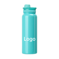Bouteille d'eau isotherme en acier inoxydable, anti-fuite, avec couvercle rabattable, revêtement poudré, réutilisable, pour les sports de plein air, les voyages, la salle de sport