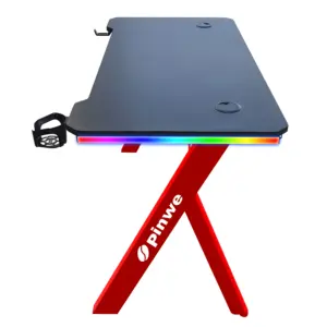 Bureau de jeu de table de jeu mesa gamer de course d'ordinateur en forme de Y avec lumières LED