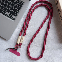 Lanière de téléphone tissée unie de 120 cm, bandoulière universelle durable anti-perte avec boucle pivotante, sacoche de téléphone, emballage personnalisé