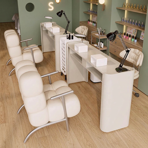 Mesa de Manicura Moderna Blanca, Muebles de Salón, Estación de Trabajo Metálica, Equipo de Estudio de Belleza, Personalizable - Product Image 3