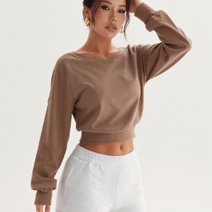 เสื้อโยคะแขนยาวคอกลมสำหรับผู้หญิง แห้งเร็ว ชุดกีฬาแบบเปิดหลัง ชุดวิ่ง - Product Image 5