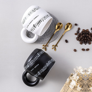 Tasse en céramique, design piano moderne blanc/noir, écologique, 420 ml, pour petit-déjeuner, design élégant, pour couple - Product Image 4