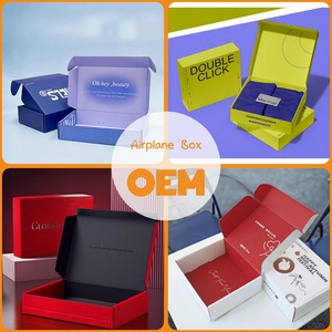 Boîte cadeau en papier kraft à prix d'usine, boîte pliante en carton ondulé avec bande détachable et filtre, modèle avion - Product Image 2
