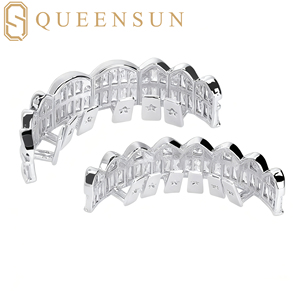 Queensun Nhà Máy Tùy Chỉnh Tốt grillz S925 Bạc Đá Kim Cương grillz 10K 14K 18K Rắn Vàng Vvs Moissanite Phòng Thí Nghiệm Kim Cương Đá Mô Hình - Product Image 5
