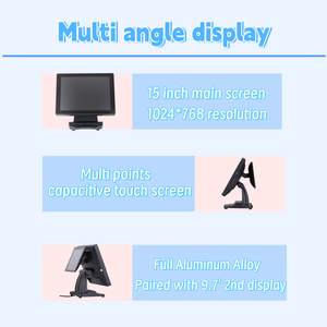 Sistema POS 15+9.7 Pollici, Registratore di Cassa Efficiente, Gestione Aziendale, Terminale POS Touch Screen Windows, Sistema POS All-in-One - Product Image 3