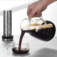 Cafetière à infusion froide 1300ml cafetière glacée infuseur de thé avec filtre à mailles en acier inoxydable réutilisable facile à nettoyer