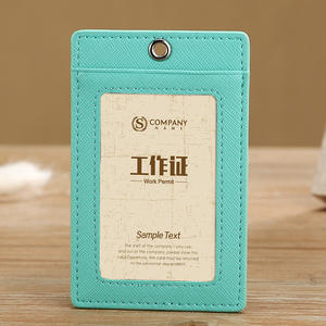 新しい牛革IDホルダーオフィスIDプロテクターケース会社許可バスメトロカード銀行カード男性と女性のためのバッジホルダー - Product Image 6