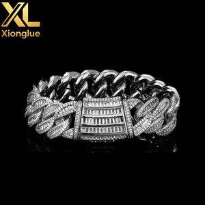 Hip Hop Iced Diamond Chunky Bracelet 18K Gold Plated Cuban Chain Women&<b>Men</b> Iced Out Bracelet - Product Image 2