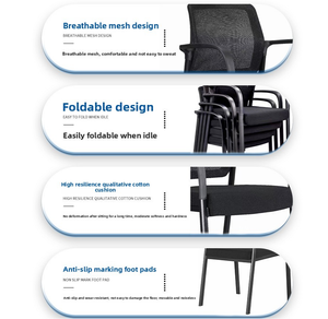 Silla de entrenamiento de malla apilable Silla DE TRABAJO DE MALLA plegable ergonómica con ruedas para oficina y sala de reuniones - Product Image 4