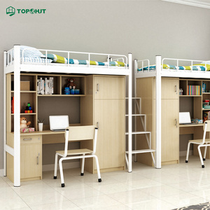 Serie EB: Estructura de Cama Metálica Resistente, Mueble Integrado Tipo Loft para Dormitorio Estudiantil con Escritorio y Armario de Almacenamiento - Product Image 4