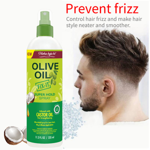 Nouvelles arrivées <span class=keywords><strong>Spray</strong></span> pour cheveux à l'<span class=keywords><strong>huile</strong></span> de coco et d'olive Fixation forte <span class=keywords><strong>Spray</strong></span> pour cheveux coiffants à l'<span class=keywords><strong>huile</strong></span> de ricin - Product Image 3
