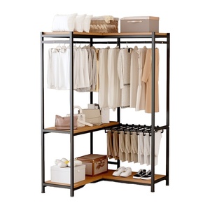 Armoire ouverte en fer moderne Geheng, trans-institutionnelle, pour petits appartements, séchoir à linge, 3 étagères, crochets, type sur pied, pour la maison - Product Image 1