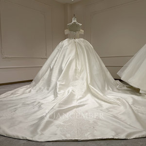 Vestido de Novia de Satén Brillante sin Tirantes Xx76, Vestidos de Novia con Cuentas al por Mayor de Fábrica, Vestido Novia Jancember - Product Image 5