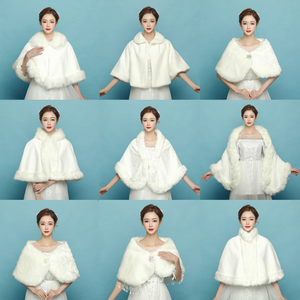 Boléro en laine <span class=keywords><strong>ivoire</strong></span> Feishiluo pour femmes, taille standard, cape de soirée, cape de <span class=keywords><strong>mariage</strong></span> d'hiver - Product Image 4