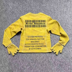 Streetwear Custom Design Dtg Print Graphic Thermal Long Sleeve <b>Shirts</b> High Quality 100% Cotton <b>Waffle</b> Knit Long Sleeve for Men - Product Image 2