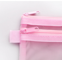 Trousse à crayons en plastique transparent à mailles classiques de grande capacité pour l'école et le bureau, avec fermeture éclair, pour une utilisation en classe