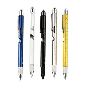 Stylo multifonction 9-en-1 en métal avec lampe LED, tournevis, ouvre-bouteille, niveau à bulle, règle, outil technique, cadeau pour homme ingénieur - Product Image 1