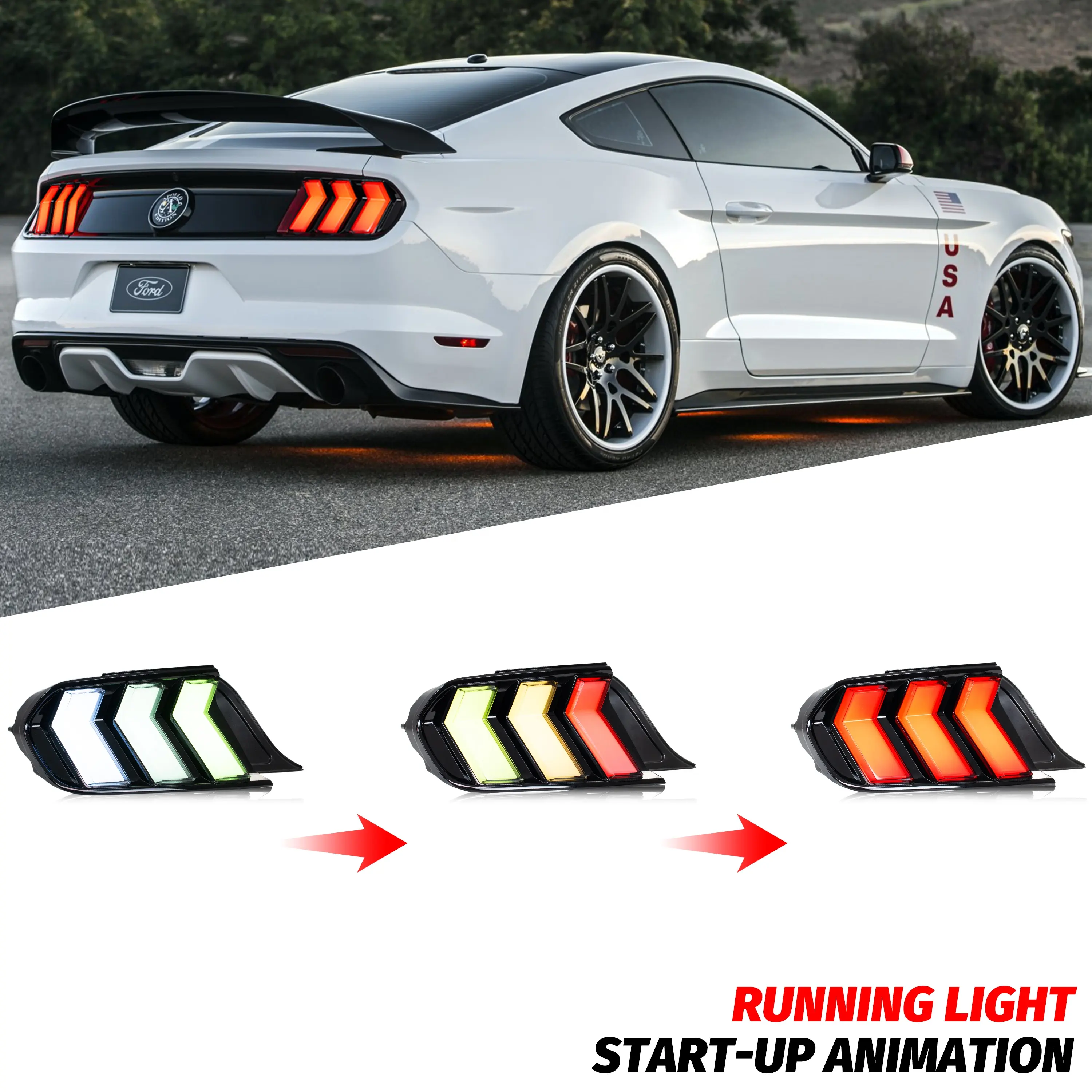 Auto Parts Tail Lamp LED RGB Light For Ford Mustang S550 6th Gen 2015 2023 Sequential Turn Signal Rear Car Lamp