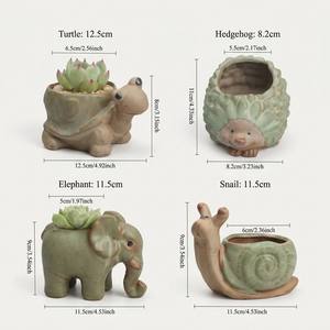 <span class=keywords><strong>Pot</strong></span> de fleurs en céramique émaillée classique en forme d'animaux (Hérisson, Éléphant, Escargot, Tortue) pour plantes succulentes, décoration de bureau, vente en gros, <span class=keywords><strong>pot</strong></span> personnalisé OEM - Product Image 4
