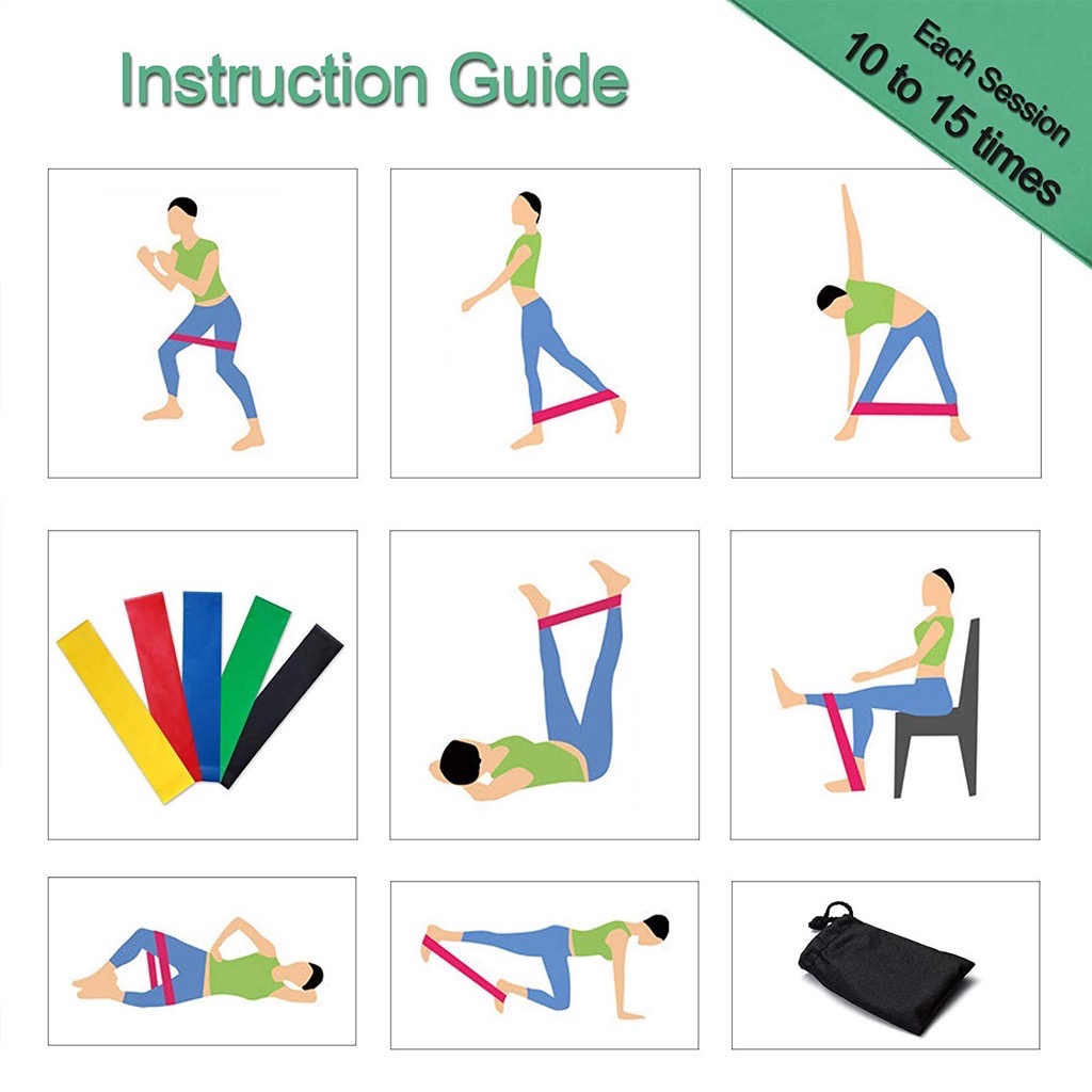 5 in 1 Yoga Resistance Latex Rubber Bands Resistance Loop Band Indoor Fitness Elastic Bands