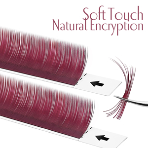 Extensions de <span class=keywords><strong>cils</strong></span> Abonnie Burgundy Premium en fibres ultra-douces, légères et confortables, effet naturel liftant, couleur unie. - Product Image 6