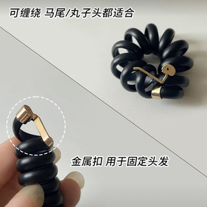Coletero de resina plástica elástica con diseño de cable telefónico para mujer, color liso, accesorio casual para el cabello, Primavera 2023, Hecho en Yiwu - Product Image 5