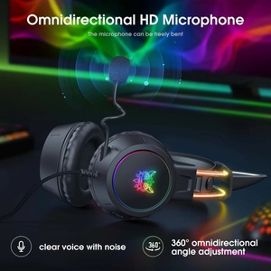 <span class=keywords><strong>Onikuma</strong></span> <span class=keywords><strong>X15</strong></span> <span class=keywords><strong>PRO</strong></span> RGB Lighting Headbeam Auriculares para juegos ligeros con cancelación de ruido Auriculares con cable para jugadores - Product Image 4