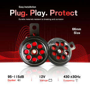 Klaxon universel Wenle 12V 66MM 43030Hz 95-115dB NOIR+ROUGE en fer pour moto, haut-parleur de <span class=keywords><strong>voiture</strong></span> à tonalité élevée, remplacement de klaxon - Product Image 2
