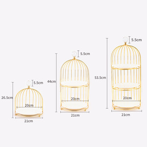 Vàng Kim Loại Gốm Khay Bánh Thời Trang Trái Cây Tấm Đám Cưới Tráng Miệng Bảng Hiển Thị 3 Tier Tối Giản Bánh Đứng - Product Image 3