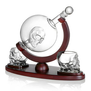 Decantador de Whisky Creativo con Forma de Calavera 3D con Soporte de Madera, Vasos de Chupito de Doble Pared con Forma de Calavera para Regalo - Product Image 2