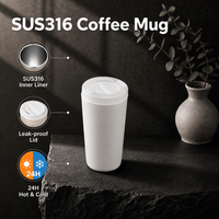 Mug isotherme OEM ODM 380 ml en acier inoxydable 316, double paroi sous vide, couvercle rabattable anti-poussière, couleur personnalisée disponible