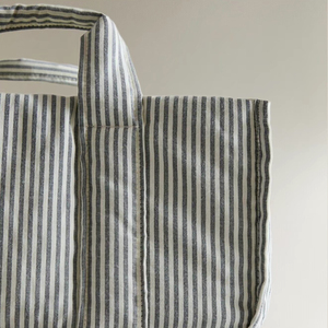 Organizador de Pañales Portátil para Bebé, Cesta de Almacenamiento para Guardería con Diseño a Rayas, Mezcla de Algodón Orgánico, con Asas y Múltiples Compartimentos - Product Image 6