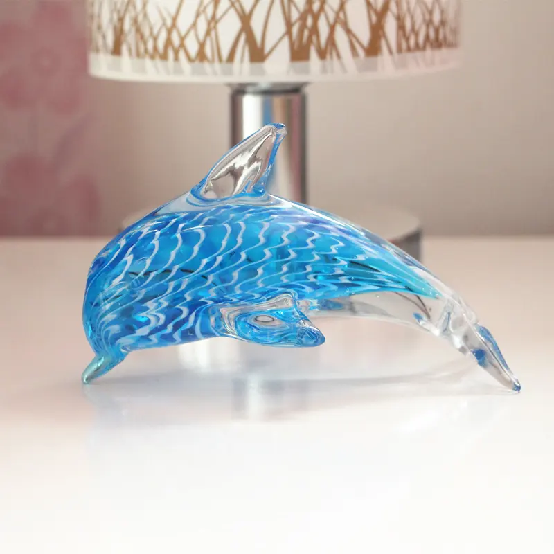 Новый дизайн, домашнее украшение ручной работы, маленькие фигурки животных из муранского стекла, синего дельфина
