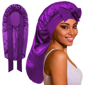 <span class=keywords><strong>Bonnet</strong></span> en satin extra-long <span class=keywords><strong>Bonnet</strong></span> tressé réglable avec bandeau à nouer <span class=keywords><strong>Bonnet</strong></span> en soie élastique double couche pour tresses Cheveux <span class=keywords><strong>Bonnet</strong></span> de couchage Cadeau - Product Image 4